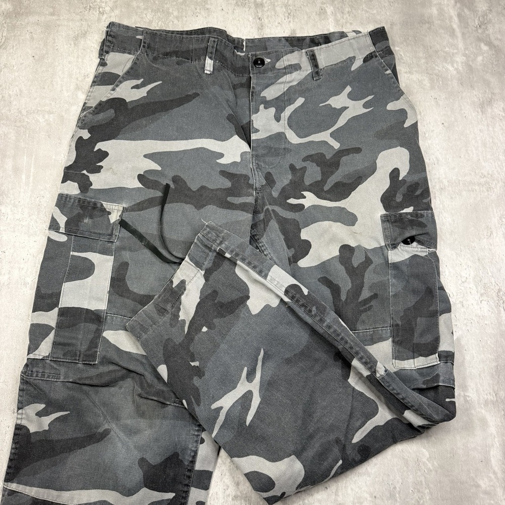 Urban Camo BDU Cargo Pants Mens Large Reg Gray Black White Military Tactical
